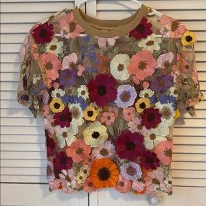 Floral Embroidered Sheer Top
